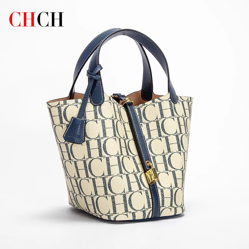 Classic Fashion Retro Design New 2024 Women's Vegetable Basket Bag with Metal Decorative Letter Design Women's Handbag