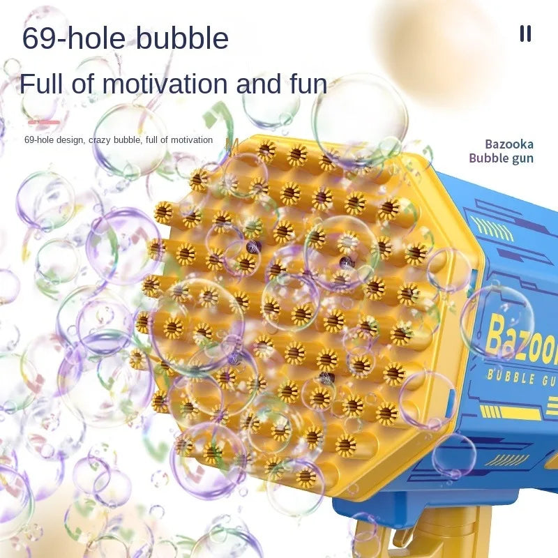 Bazooka Bubble Gun Kids Toys Rocket 69 Holes Soap Bubbles Machine Gun Shape Automatic Blower With Light Pomperos Outdoor Toy Gifts Party FREE Shipping