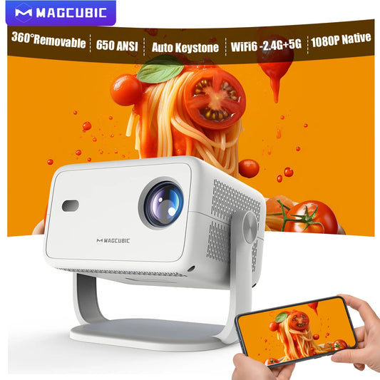 Magcubic 4K L018 Android11 Projector 650ANSI Native 1080P Auto Focus & Keystone BT5.2 WIFI6 Allwinner H713 Portable 360° Rotate Projector with 5G WiFi and Bluetooth, Native 1080P FREE SHIPPING