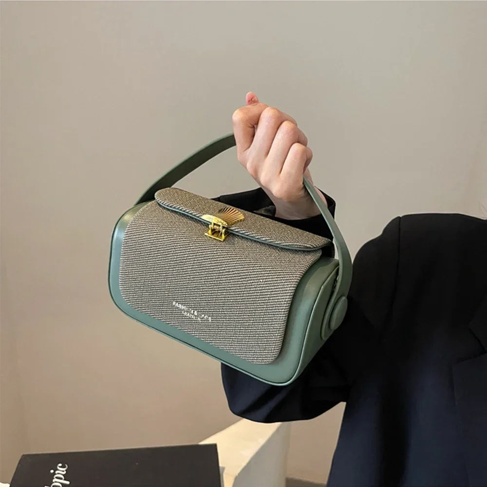 High-Grade Sense Women Small Square Bags 2024 Trendy Classic PU Leather Lady Commuter Shoulder Bag Short Handle Handbags