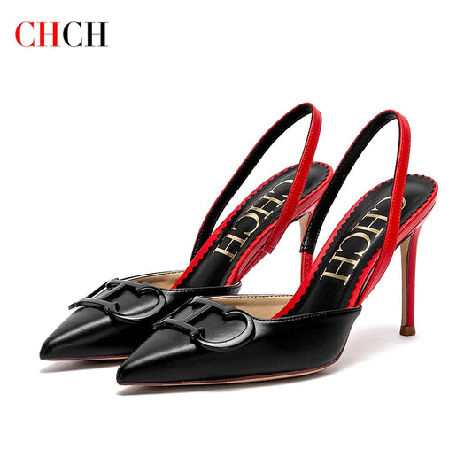 CH Women's High Heels 2025 Sharp tip Destiny Closed Toe Strappy Heels Sexy Wedding Bridal Party Dress Shoes 9cm