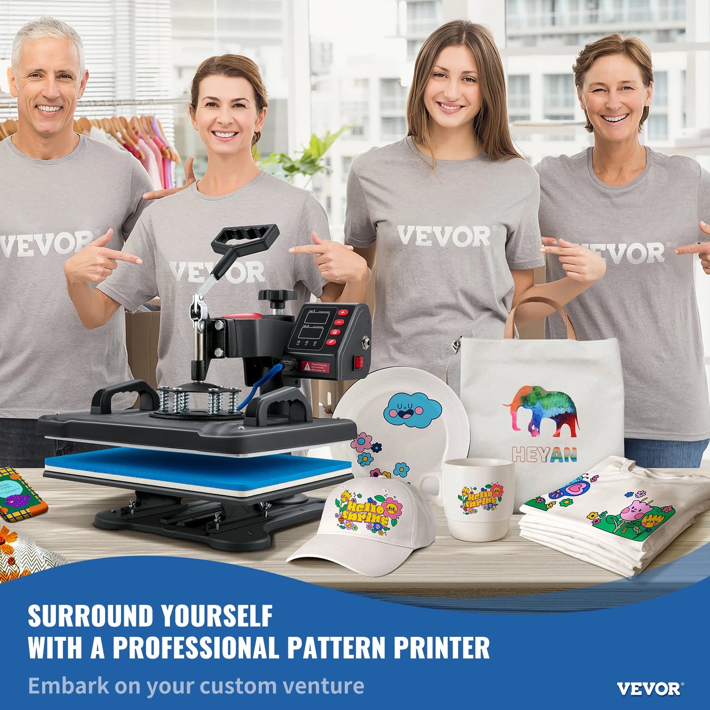 VEVOR Heat Press 5 in 1 Heat Press Machine 12 x 15in Clamshell Sublimation Transfer Printer Digital Precise Temperature Control