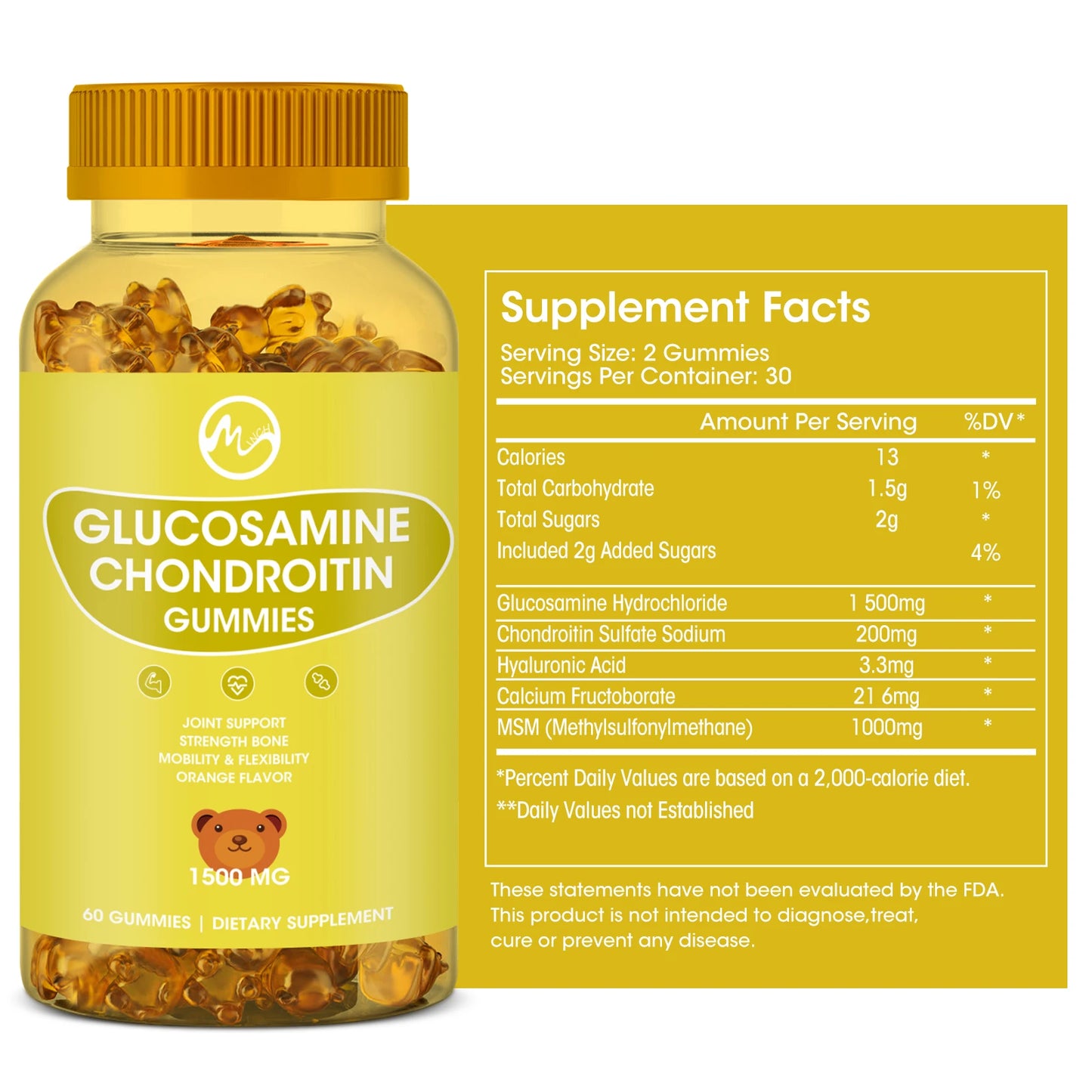 Glucosamine Chondroitin Gummies For Joint Support & Health Complex With Additional Msm Collagen Peptides For Hair, Skin & Nails FREE SHIPPING