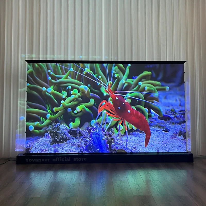 150 Inch Max Electric ALR CLR Rollable Floor Rising Long Throw Projector Screen Grey Crystal Ambient Light Rejecting HD 3D 8K FREE Shipping