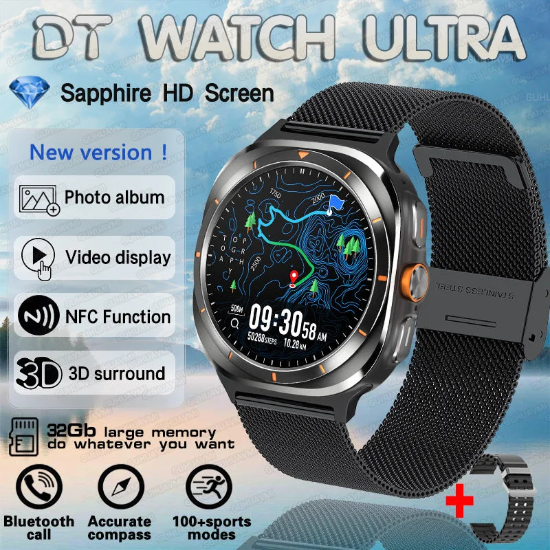 New Galaxi Watch 7 Ultra Smart Watch Men 32GB Memory Video GPS NFC 47mm AMOLED Fitness Tracker Health Smartwatch For Samsung