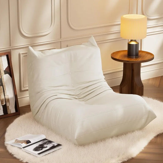 Giant Bean Bag Chairs, Memory Foam Lounge Chairs with Ergonomic Design, Synthetic Leather Bean Bag Sofa for Living R Free Shipping