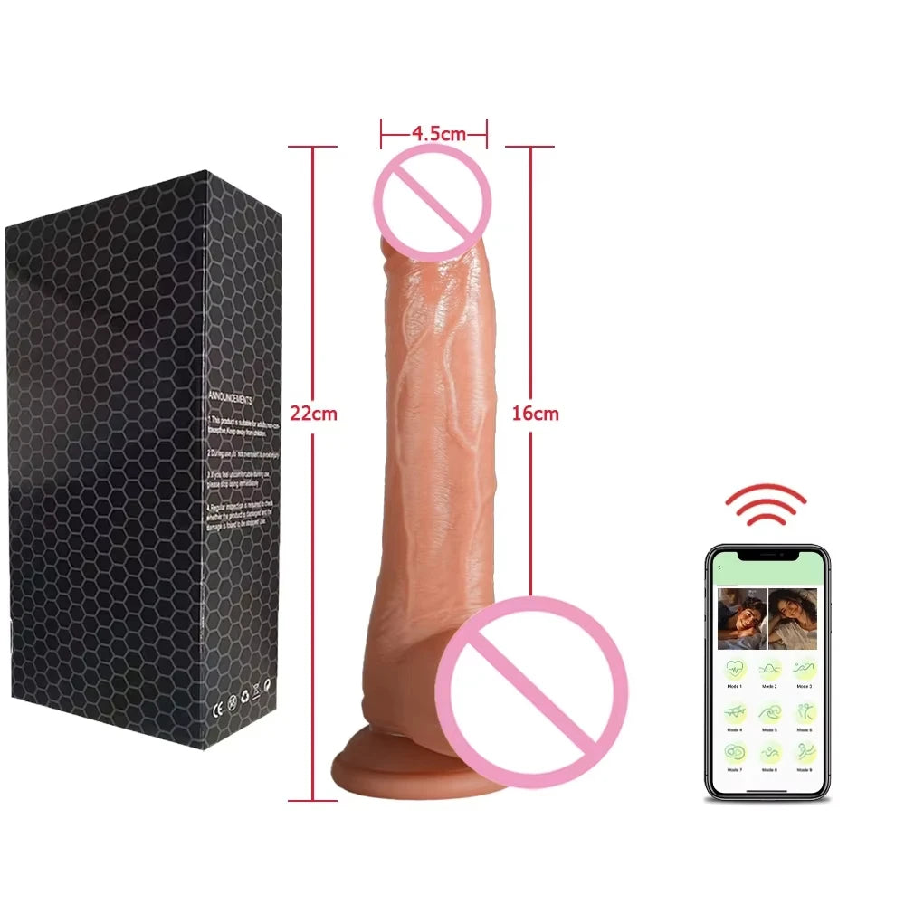 Realistic Dildo Vibrator Telescopic Female APP Remotely Controlled Heating Big Penis Massager Masturbator Adult Sex Toys Women, Pene Vibrador Guevo de plastico FREE Shipping