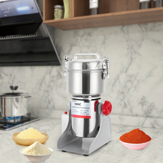 1000g/2.2 lbs Electric Food Grinding Machine Grain Mill 1-5 Minutes Timing for Homes Kitchen Corn Wheat Coffee Mill