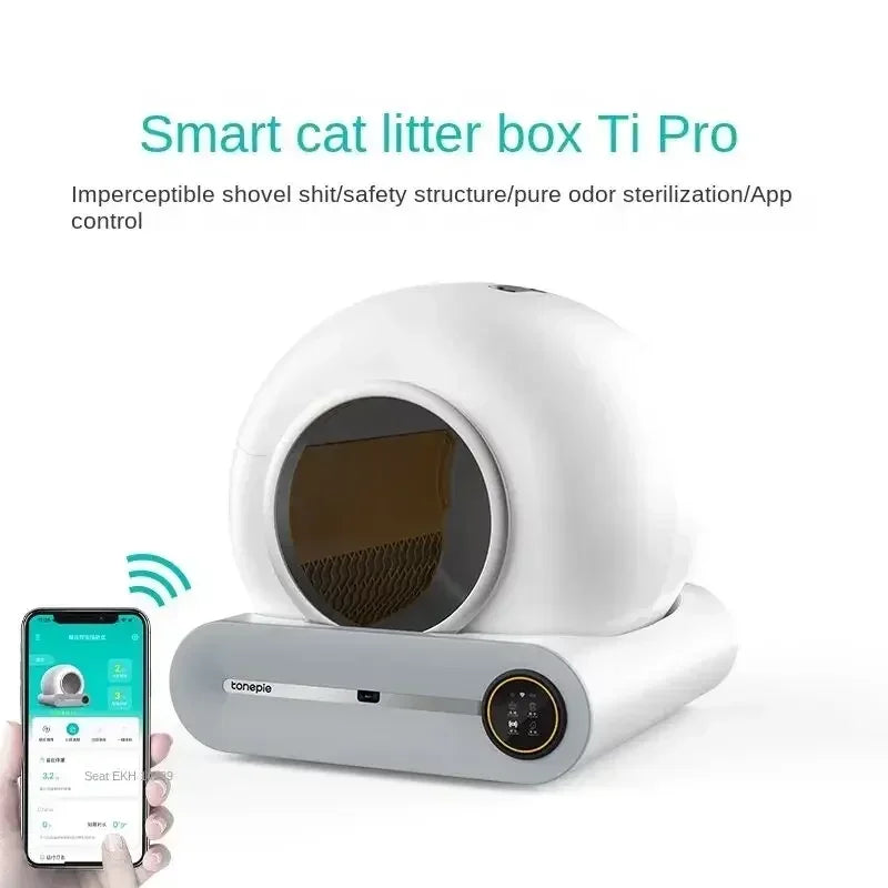 Tonepie Automatic Smart Cat Litter Box Self Cleaning App Control Large Cat Toilet 65L Watermen For Cat English Version Cats