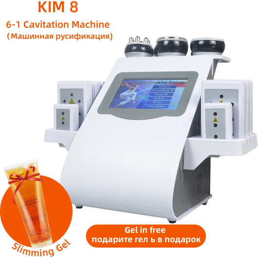 6 In 1 40K Ultrasonic Cavitation Machine Weight Loss Skin Lift Tightening Vacuum Lipo KIM8 Body Slimming Machine Body Shaping FREE Shipping
