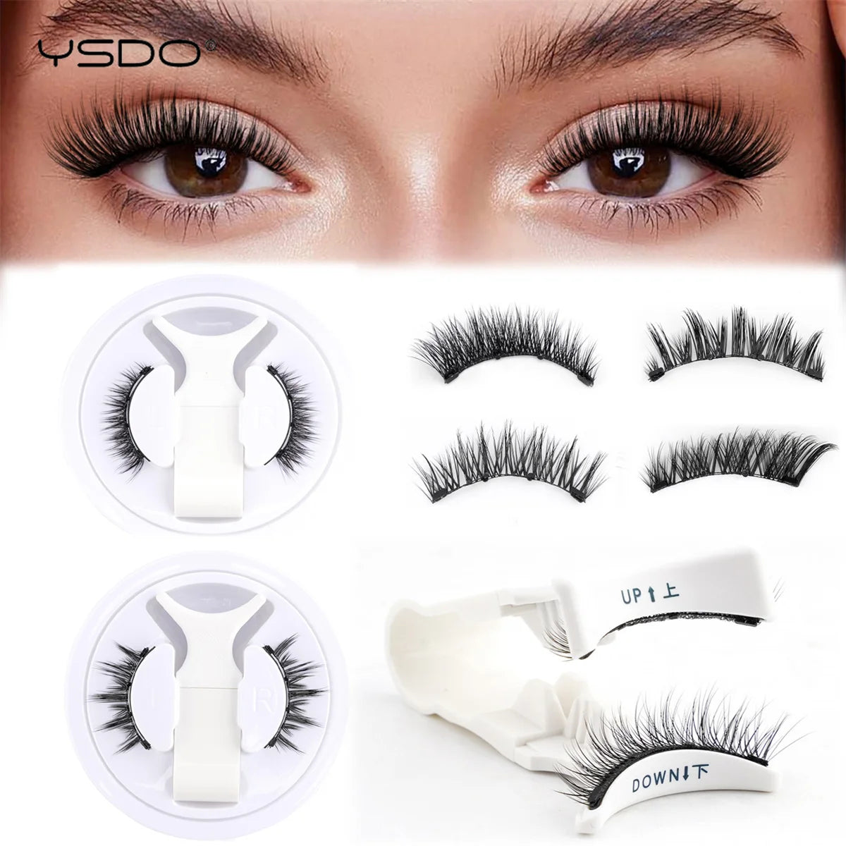 YSDO 1Pair Magnetic Lashes Kit No Glue Needed Fluffy Reusable Professional 3D Magnetic False Eyelashes Extension Make Up