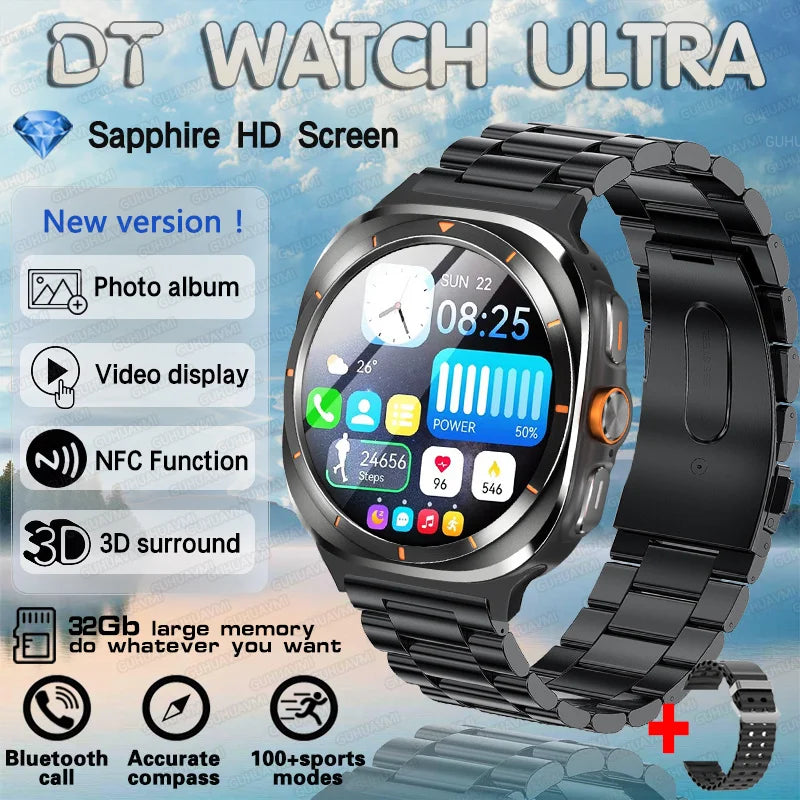 New Galaxi Watch 7 Ultra Smart Watch Men 32GB Memory Video GPS NFC 47mm AMOLED Fitness Tracker Health Smartwatch For Samsung