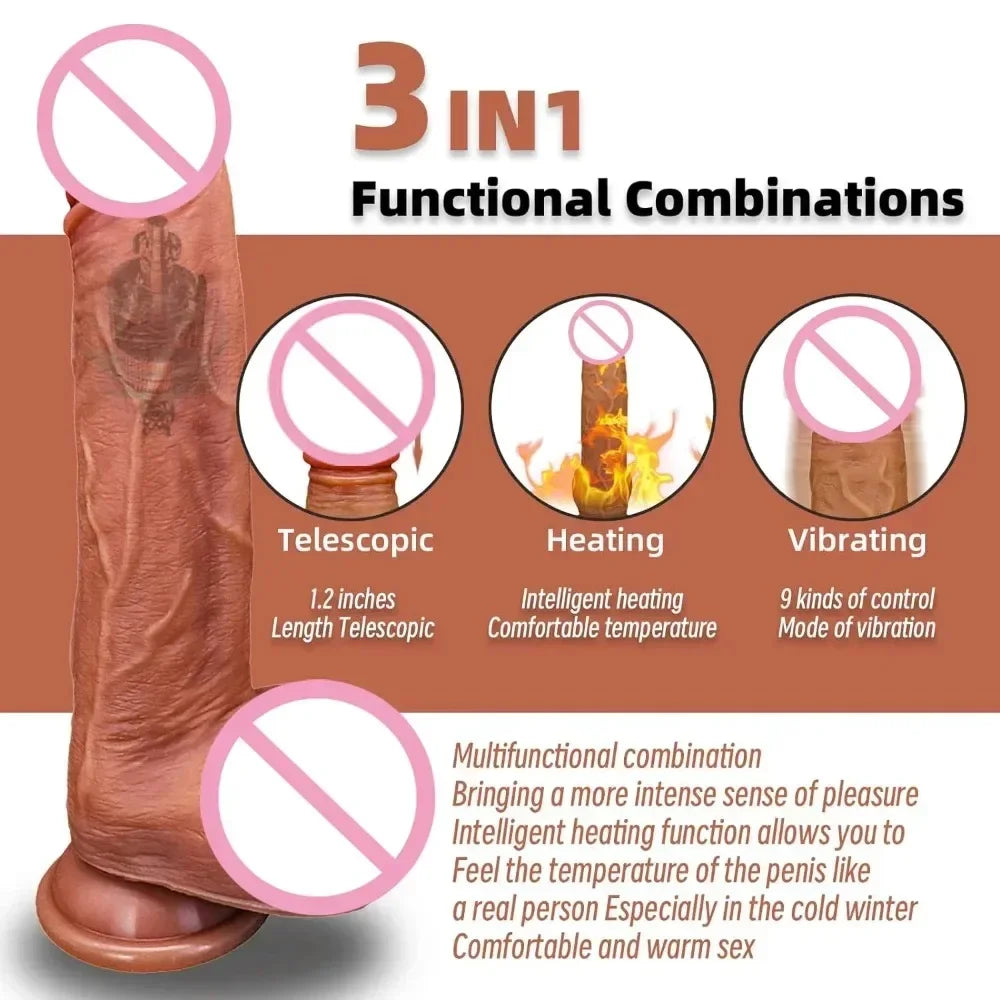 Realistic Dildo Vibrator Telescopic Female APP Remotely Controlled Heating Big Penis Massager Masturbator Adult Sex Toys Women, Pene Vibrador Guevo de plastico FREE Shipping