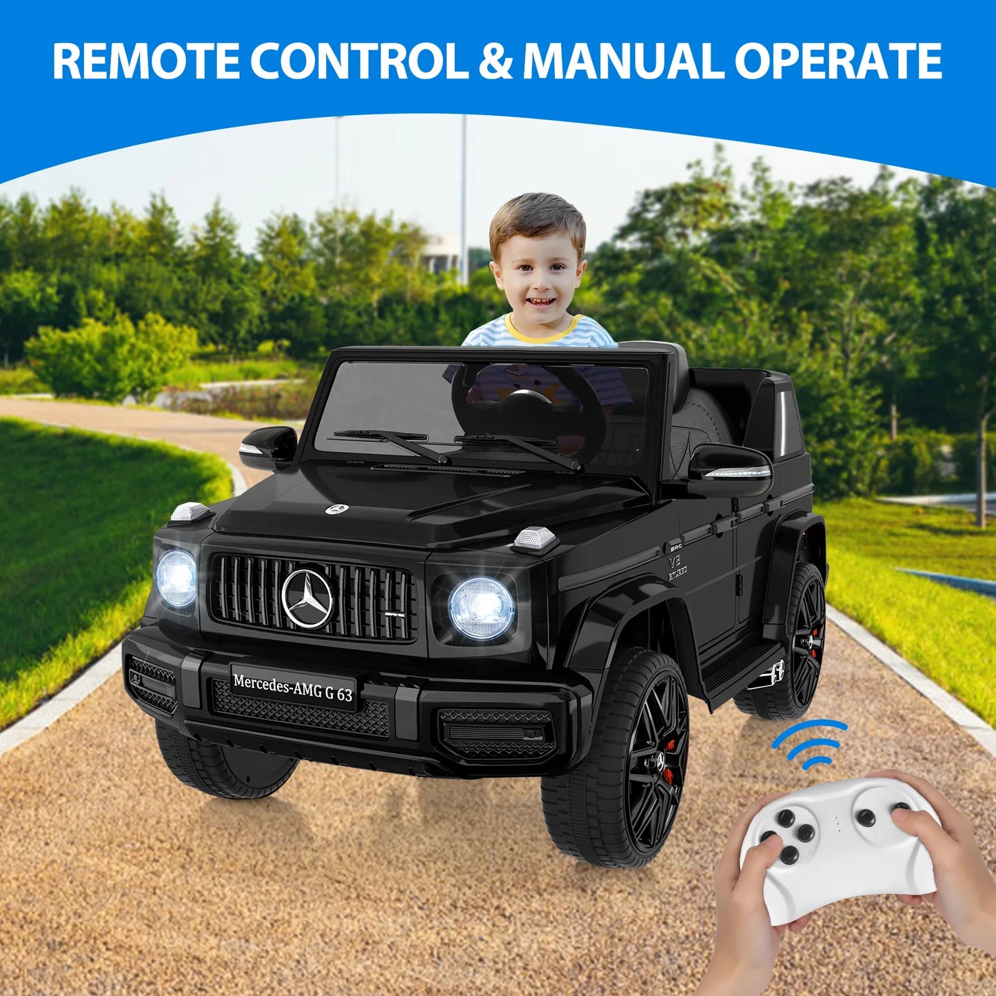 12V Kids Ride On Car, Electric Vehicles w/Parent Remote Control, Spring Suspension, 3 Speeds, LED Lights, Music, 4 Wheeler