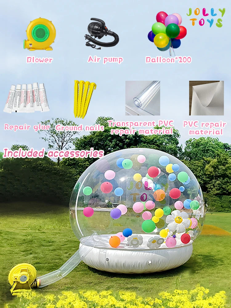 JOLLY TOYS Inflable Balloon inflatable bubble house with trampoline and transparent dome PVC material  with blower FREE SHIPPING