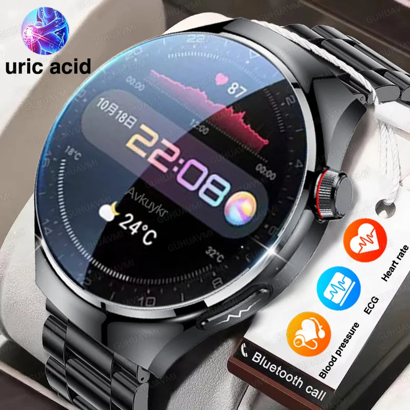 2025 High precision ECG Uric Acid Blood Fat Smart Watch Men Body Fat Blood pressure Heart rate Pulse For HUAWEI Health  Watches FREE Shipping