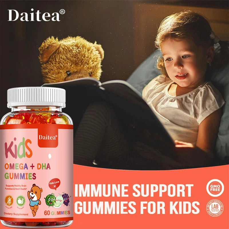 Children's OMEGA+DHA Gummies - Supports The Brain, Joints, Heart, Eyes and Immune System - Contains Omega 3 6 9 + DHA, Vitamin C FREE SHIPPING