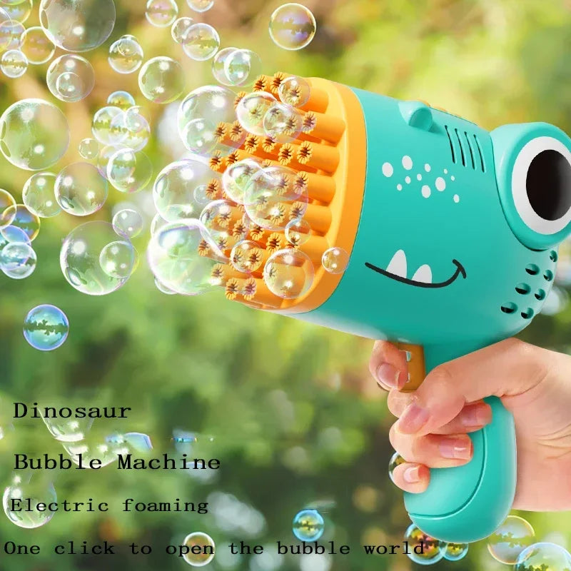 40 hole Dinosaur Bubble Gun Children's Bubble Gun Handheld Fully Automatic Bubble Machine without battery and bubble water FREE SHIPPING