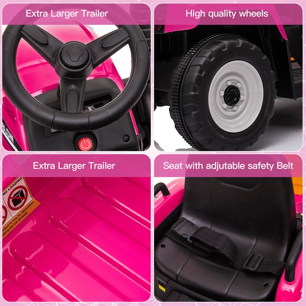 12V Kids Electric Battery-Powered Ride On Tractor Toy w/ Trailer Remote Control Suit 3-8 Age Kids  Xmas Gifts Free Shipping