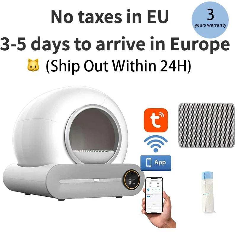 Tonepie Automatic Smart Cat Litter Box Self Cleaning App Control Large Cat Toilet 65L Watermen For Cat English Version Cats