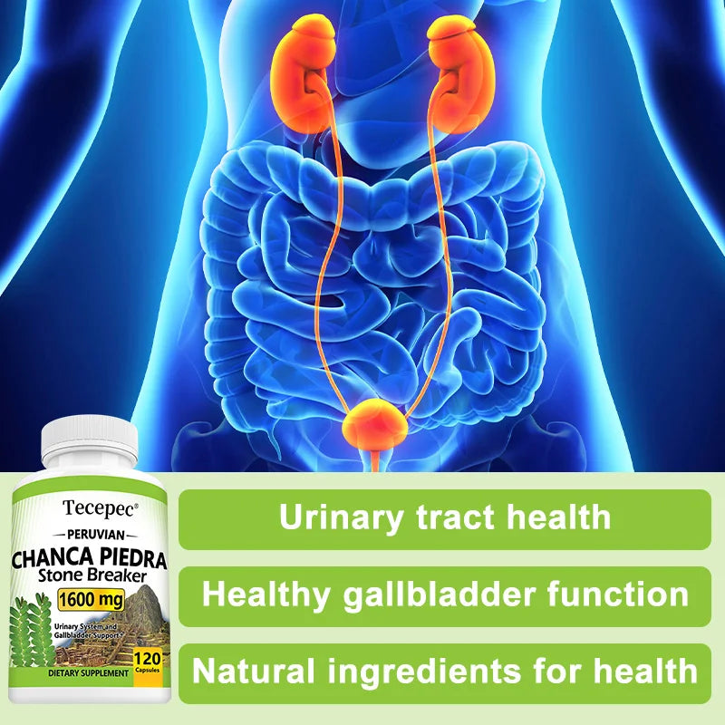 Tecepec Chanca Piedra Supplement 1600 Mg – Balances Urinary and Gallbladder Health, Promotes Cleansing, Detoxification, Non-GMO
