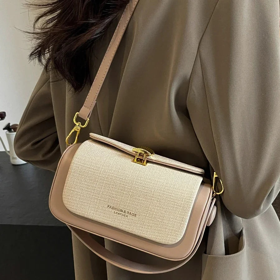 High-Grade Sense Women Small Square Bags 2024 Trendy Classic PU Leather Lady Commuter Shoulder Bag Short Handle Handbags