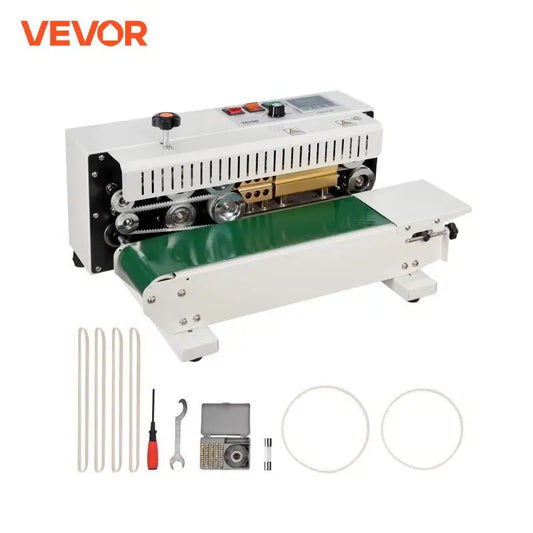 VEVOR Horizontal Bag Band Sealing Machine Continuous Band Sealer Machine Carbon Steel for 0.02-0.8 mm Plastic Bags Films FREE SHIPPING