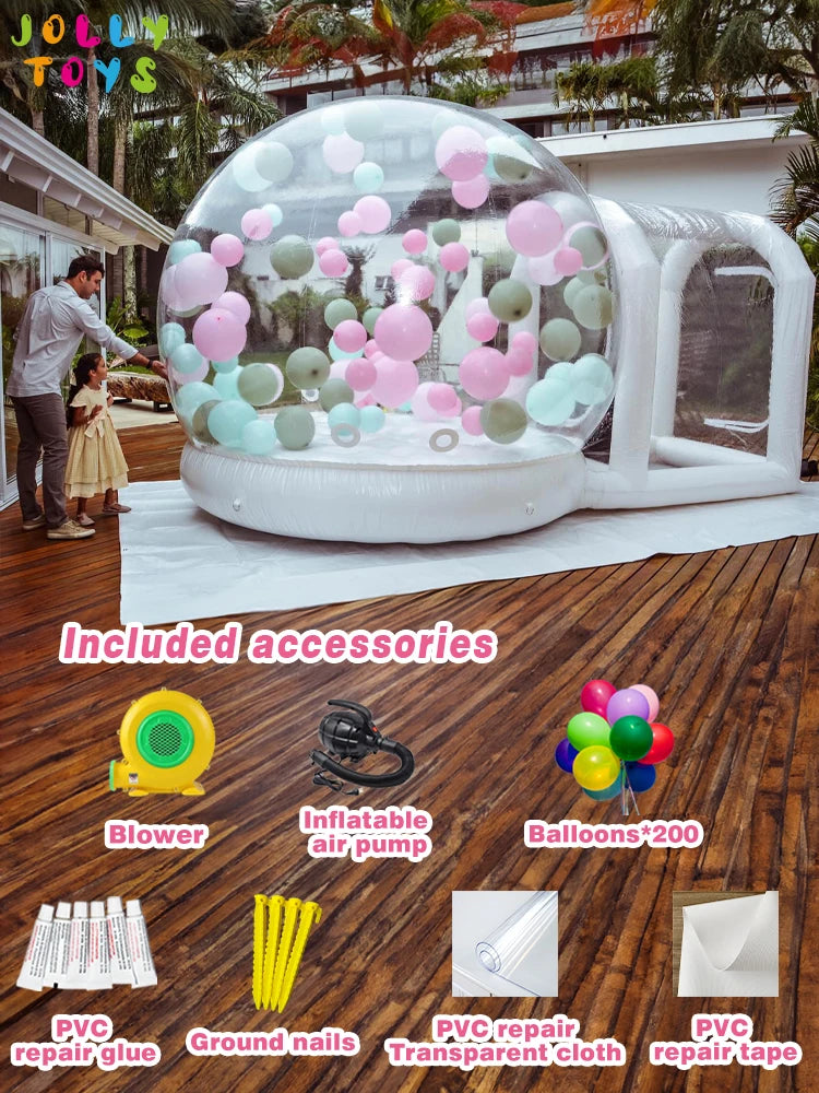 JOLLY TOYS Inflable Balloon inflatable bubble house with trampoline and transparent dome PVC material  with blower FREE SHIPPING