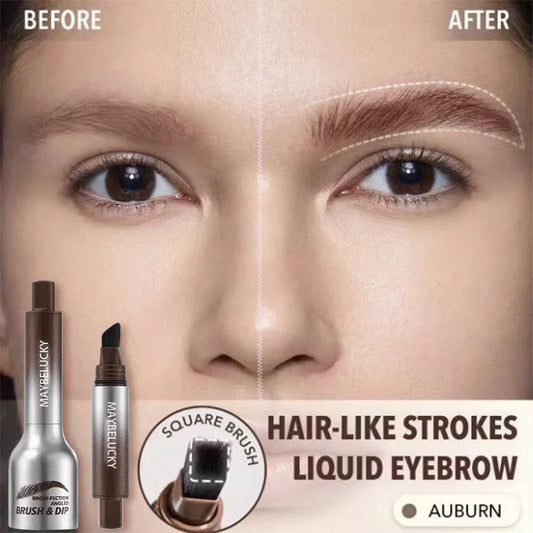 Hair-like Strokes Liquid Eyebrow With Large Brush Head，natural Hairline Press Type Eyebrows Dye Pen，anti Smudging Waterproof