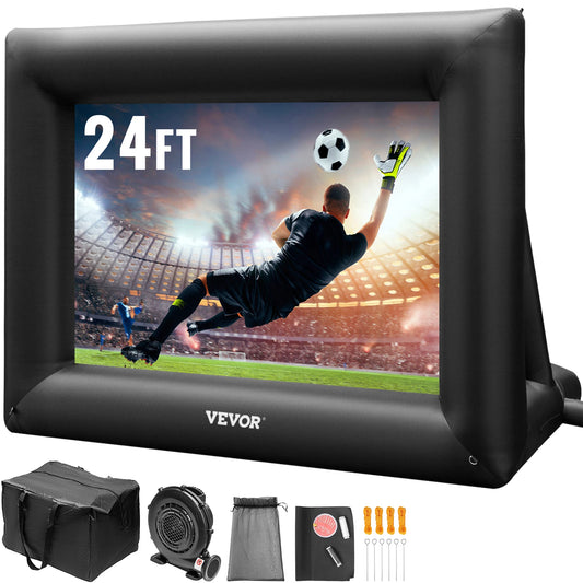 VEVOR Inflatable Movie Screen 24FT Inflatable Projector Screen w/ 360W Air Blower Blow Up Screen Supports Front/Rear Projection FREE Shipping