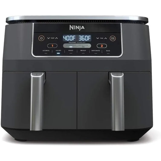Ninja DZ201 Foodi 8 Quart 6-in-1 DualZone 2-Basket Air Fryer with 2 Independent Frying Baskets, Match Cook&Smart Finish to Roast FREE SHIPPING