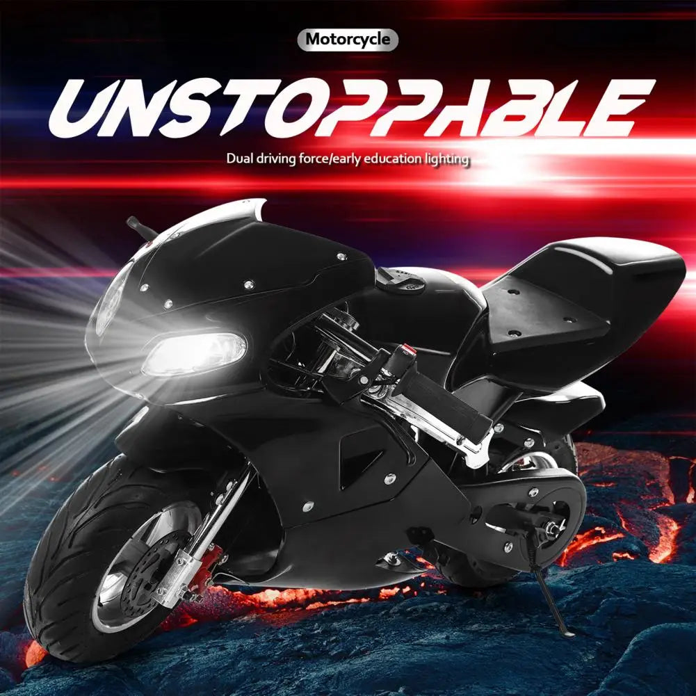 High Brightness Dual Headlights Mini Motorcycle 2-Stroke 49cc Over 12 Years Old Kids Pocket Gas Motorbike Motorcycle Toy