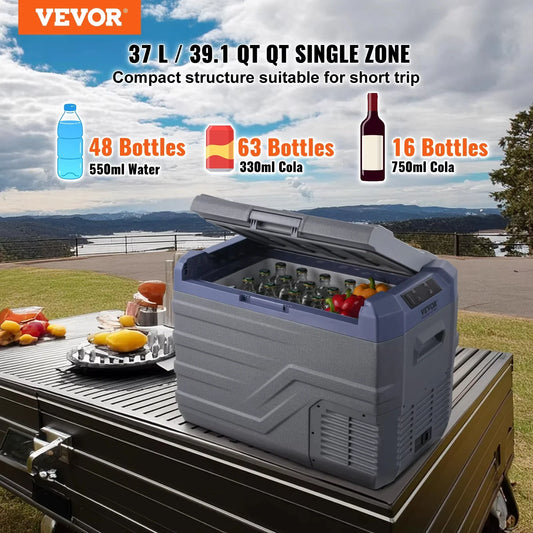 VEVOR 12L 15L 30L 37L 45L Car Refrigerator Fridge  37 L -4℉-68℉  12/24V DC and 100-240V AC  for Outdoor  Camping and RV Free Shipping