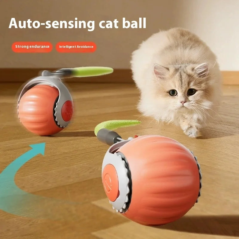 New Cat Interactive Ball Toy Automatic Rolling Ball with Tail Rechargeable Smart Pet Interactive Toy Intelligent Mouse for Cat