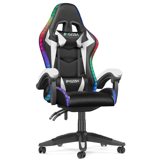 RGB Gaming Chair LED Lights Ergonomic Computer Chair Reclining PU Leather High Back Video Game Chair Adjustable Lumbar Support FREE Shipping