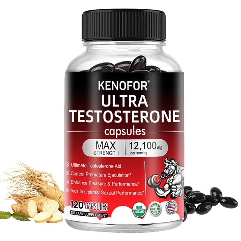 MEGA MEN ULTRA TESTOSTERONE Men's Fitness Enhancer - Supports Improved Efficiency, Speed, Strength, Fatigue Relief, Increased Muscle Mass, 120 Capsules FREE SHIPPING