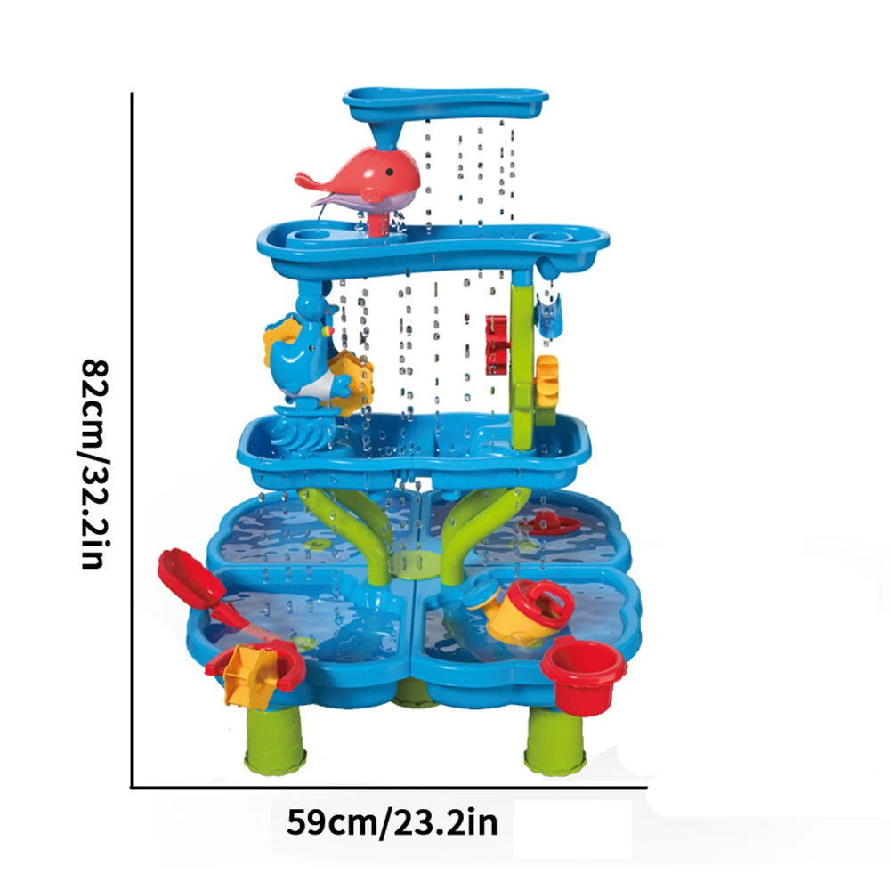 4-Tier Kids Sand Water Table Children's Beach Toys Summer Beach Children DIY Parent-child Interactive Outdoor Garden Bunker Set