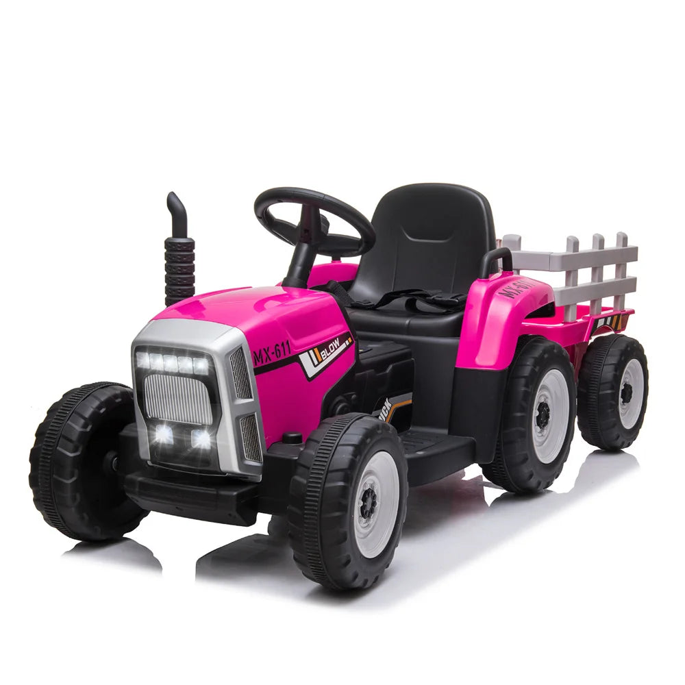 12V Kids Electric Battery-Powered Ride On Tractor Toy w/ Trailer Remote Control Suit 3-8 Age Kids  Xmas Gifts Free Shipping