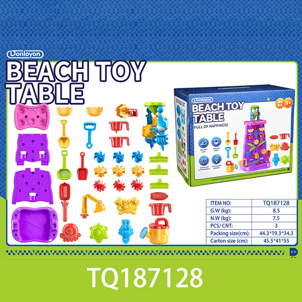 4-Tier Kids Sand Water Table Children's Beach Toys Summer Beach Children DIY Parent-child Interactive Outdoor Garden Bunker Set