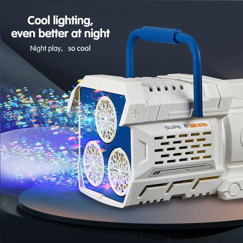 60 Holes Bubble Gun LED Light Electric Automatic Rocket Soap Bubble Machine Toys for Kids Outdoor Wedding Party Children's Gifts FREE Shipping