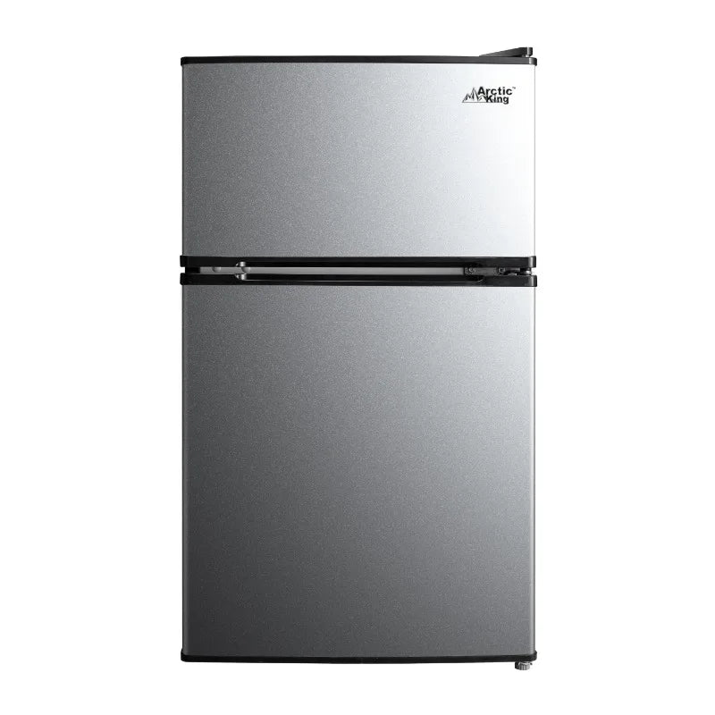 Arctic King 3.2 Cu ft Two Door Mini Fridge with Freezer, Stainless Steel, E-Star FREE Shipping