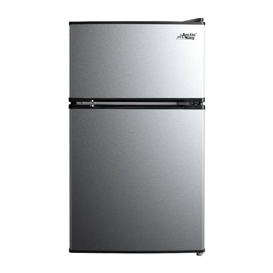 Arctic King 3.2 Cu ft Two Door Mini Fridge with Freezer, Stainless Steel, E-Star FREE Shipping