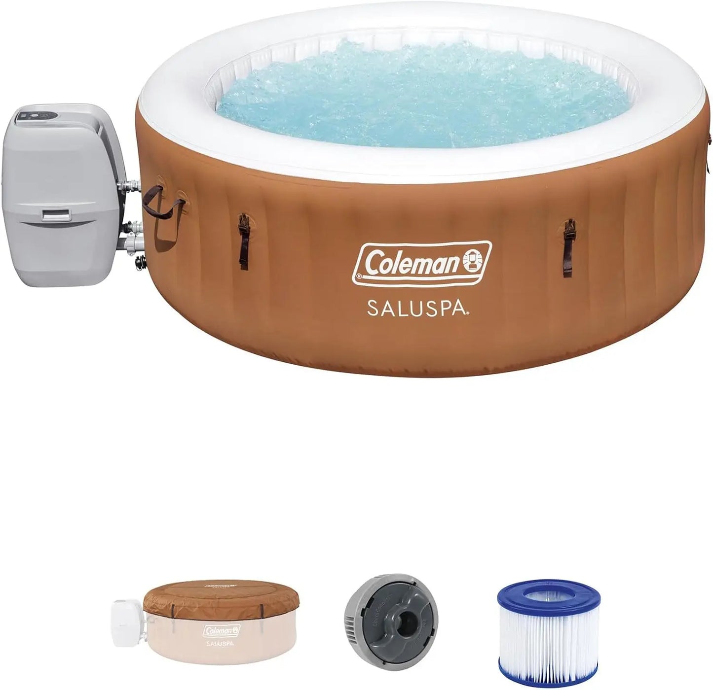 Coleman Large Circular Inflatable Hot Tub for 2 To 4 People, Portable Outdoor Spa Pool with 120 AirJets and EnergySense Covers FREE Shipping