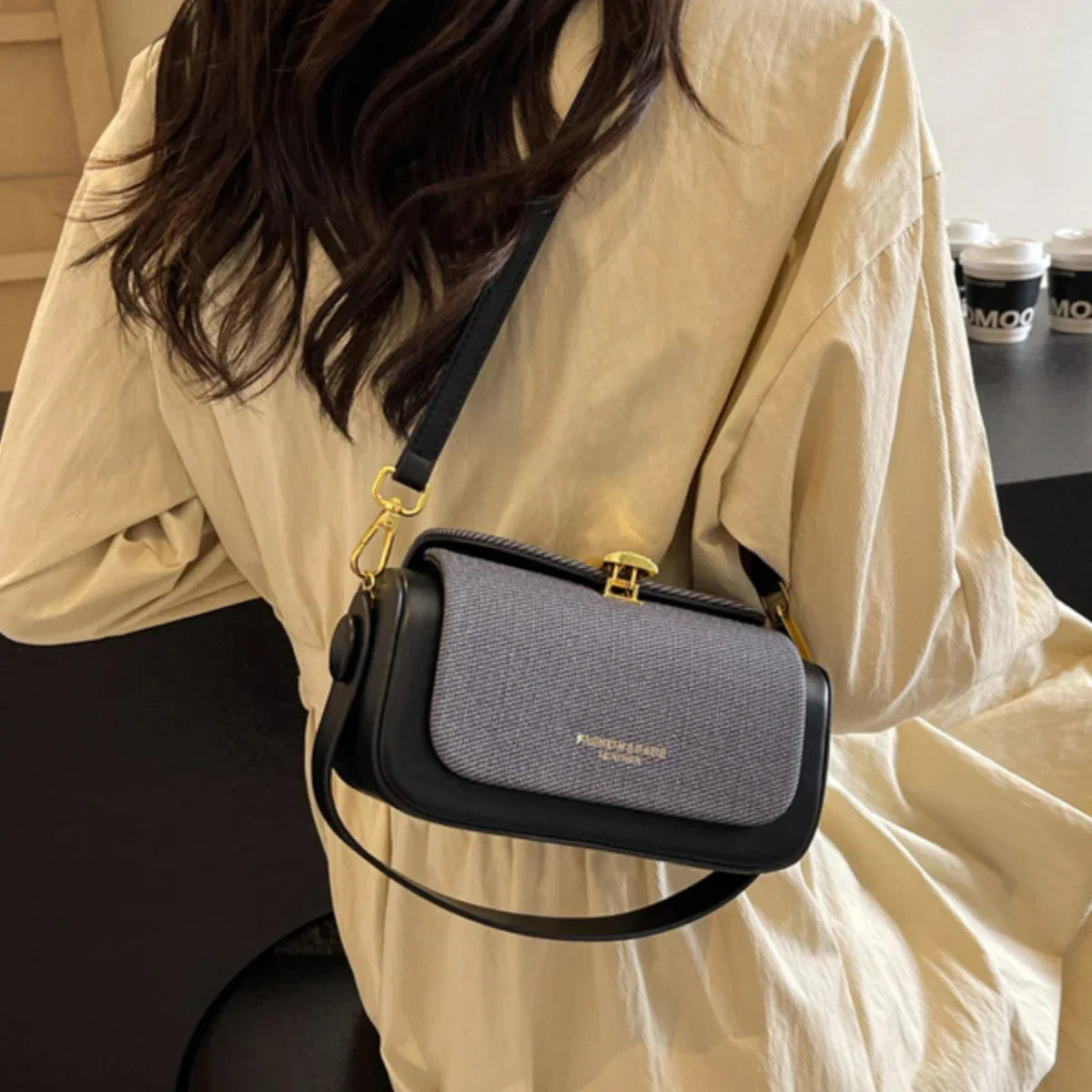 High-Grade Sense Women Small Square Bags 2024 Trendy Classic PU Leather Lady Commuter Shoulder Bag Short Handle Handbags