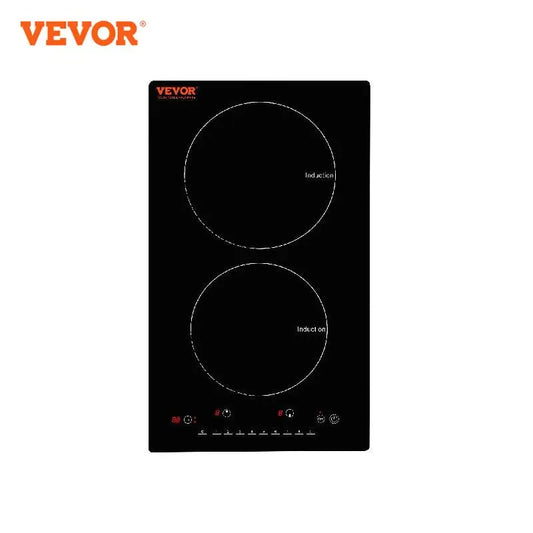 VEVOR Electric Cooktop, 2 Burners, 24'' Induction Stove Top, Built-in Magnetic Cooktop 1800W, 9 Heating Level Multifunctional Burner, LED Touch Screen w/Child Lock & Over-Temperature Protection Free Shipping