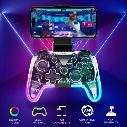GAMINJA MG35 Wireless Gamepad RGB Light Bluetooth Controller For Nintendo Switch PS3 Smart Phone PC Joystick With Phone Holder FREE Shipping