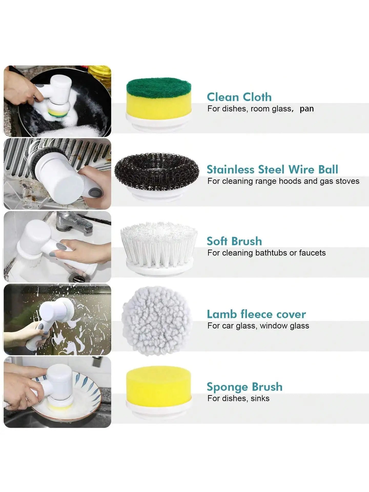 5 in 1 Powerful Electric Cleaning Brush Spin Scrubber Brush Deep Cleaning with 5 Replaceable Heads For Bathroom Kitchen 2025 FREE Shipping