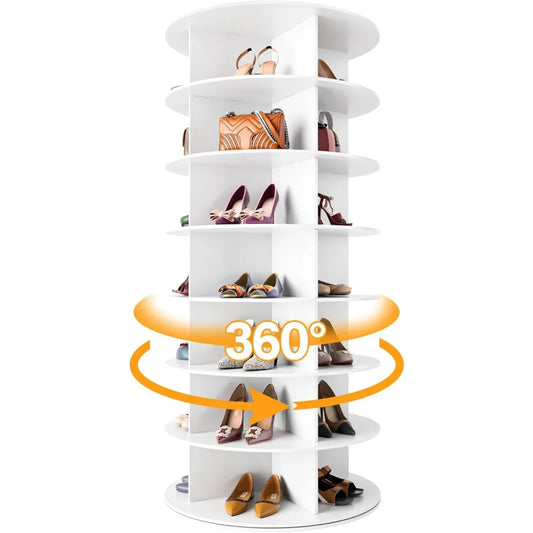 Rotating Shoe Rack Tower on The 7th Floor, Vertically Rotating Shoe Rack, Rotating 360 Degrees, White Shoe Rack Storage Circular FREE Shipping