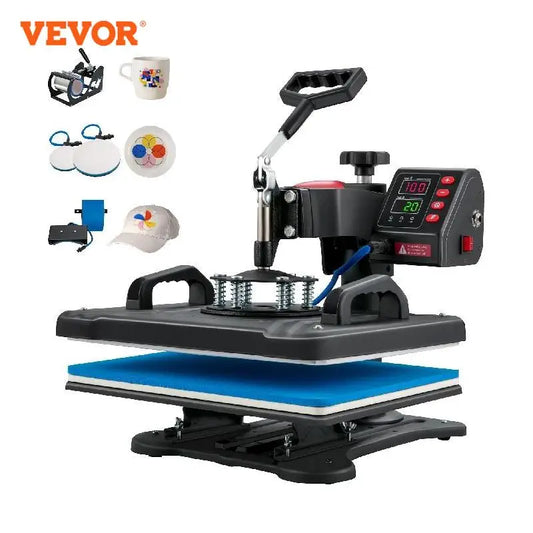 VEVOR Heat Press 5 in 1 Heat Press Machine 12 x 15in Clamshell Sublimation Transfer Printer Digital Precise Temperature Control