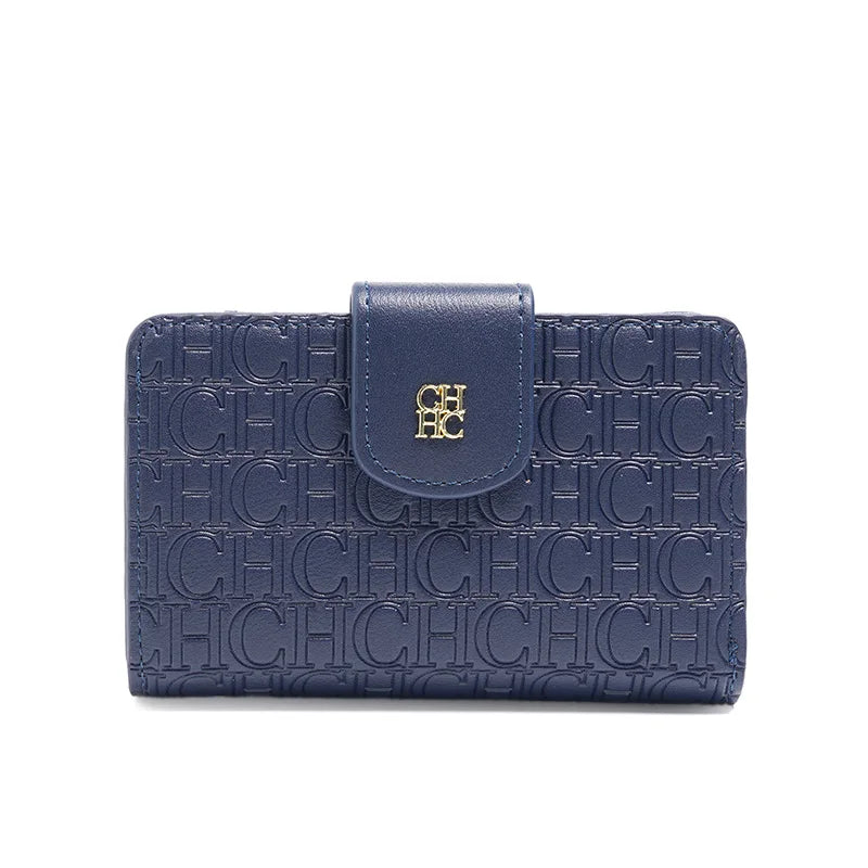 CH Pure Colour Letter Printed Style Women's Card Wallet Premium Simple Design Women's Wallet Fashion Women's Short Wallet